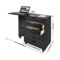 Adeptus Drop Leaf 7-Drawer Lateral File Cabinet, Mobile, Specialty, Matte Black, 21.4