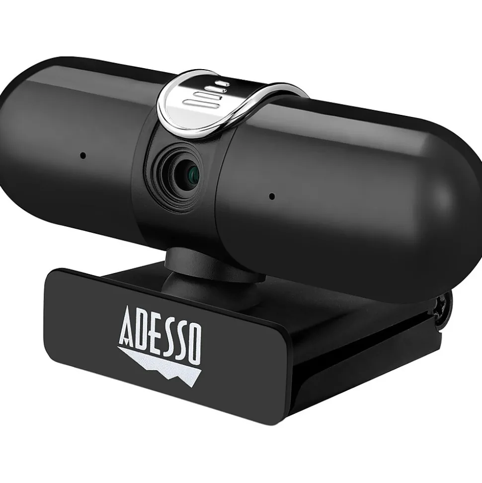 Adesso CyberTrack HD 2560x1440 Webcam, 4 Megapixels, Black/Silver (CYBERTRACKH7)