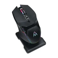 Adesso iMouse X50 Series Gaming Mouse with Charging Cradle, 2.4 GHz Frequency/33 ft Wireless Range, Left/Right Hand Use, Black