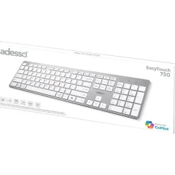 Adesso Wired Multi-OS Scissor Switch Keyboard with Copilot AI Hotkey, White (AKB-730UW)