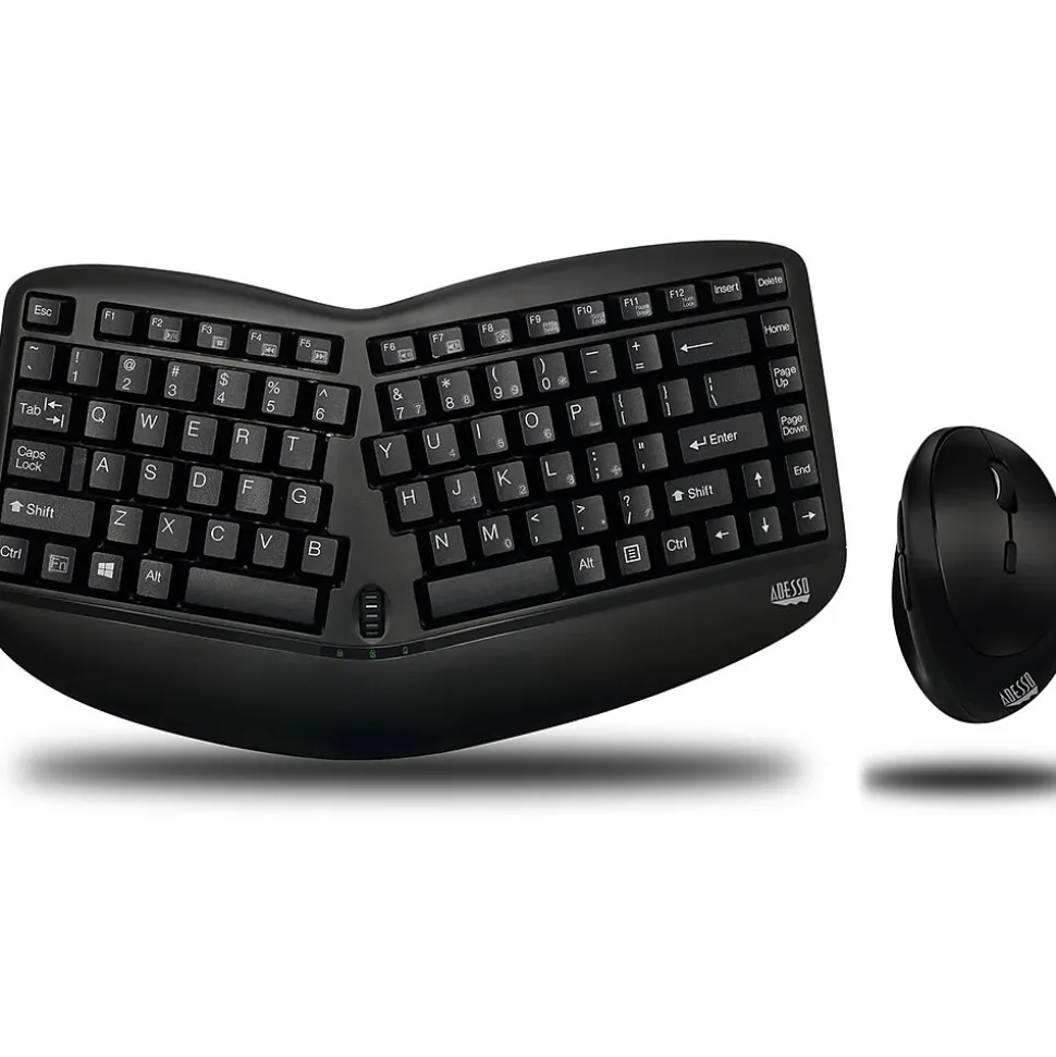 Adesso Wireless Mini Ergonomic Keyboard and Mouse Combo (WKB-1150CB)