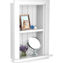 AdirHome 1-Shelf Recessed Wall Mount Shelf, 19" x 12.75" x 4.75", White (515-01-WHI)
