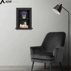 AdirHome 1-Shelf Wood Bathroom Recessed Wall Shelf, 19