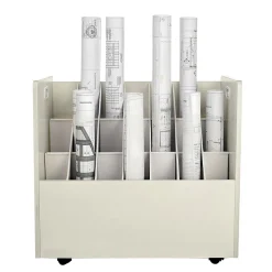 AdirOffice 21-Slot Mobile Roll File, 28.5"H x 30"W x 15.75"D, White, 2/Pack (625-WHI-2PK)