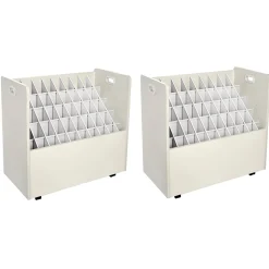 AdirOffice 50-Slot Mobile Roll File, 28.5"H x 30"W x 15.75"D, White (626-WHI-2PK)