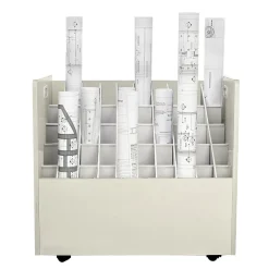 AdirOffice 50-Slot Mobile Roll File, 28.5"H x 30"W x 15.75"D, White (626-WHI-2PK)