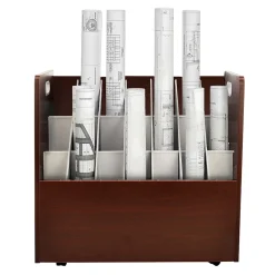 AdirOffice 21-Slot Mobile Roll File, 28.5"H x 30"W x 15.75"D, Mahogany, 2/Pack (625-MA-2PK)