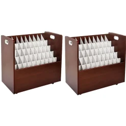AdirOffice 50-Slot Mobile Roll File, 28.5"H x 30"W x 15.75"D, Mahogany (626-MA-2PK)