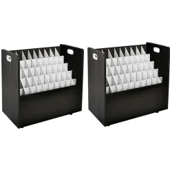 AdirOffice 50-Slot Mobile Roll File, 28.5"H x 30"W x 15.75"D, Black (626-BLK-2PK)