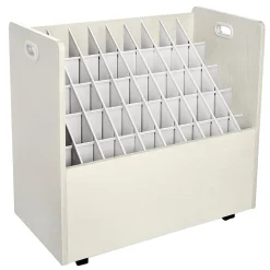 AdirOffice 50-Slot Mobile Roll File, Lockable, 28.5"H x 30"W x 15.75"D, White (626-WHI-KIT1)