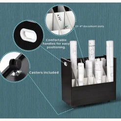 AdirOffice 21-Slot Mobile Roll File Cabinet, 28.5"H x 30"W x 15.75"D, Black (625-BLK-KIT1)