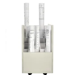 AdirOffice 20-Slot Mobile Roll File, Lockable, 24.75"H x 15.25"W x 13.25"D, White (624-WHI-KIT1)