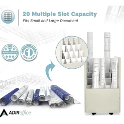 AdirOffice 20-Slot Mobile Roll File, Lockable, 24.75