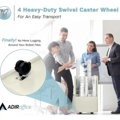 AdirOffice 20-Slot Mobile Roll File, Lockable, 24.75