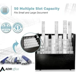 AdirOffice 50-Slot Mobile Roll File, Lockable, 28.5
