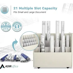 AdirOffice 21-Slot Mobile Roll File, Lockable, 28.5