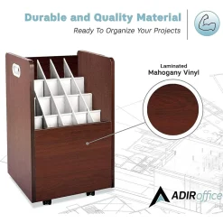 AdirOffice 20-Slot Mobile Roll File, Lockable, 24.75