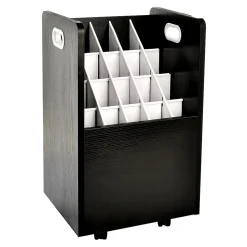 AdirOffice 20-Slot Mobile Roll File, Lockable, 24.75"H x 15.25"W x 13.25"D, Black (624-BLK-KIT1)