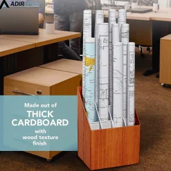 AdirOffice 12-Slot Roll File Box, Walnut, 22