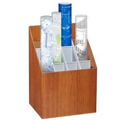 AdirOffice 12-Slot Roll File Box, Walnut, 22