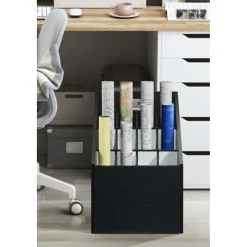 AdirOffice 20-Slot Roll File, 22.24"H x 15.55"W x 15.55"D, Black (ADI628-WBLK)