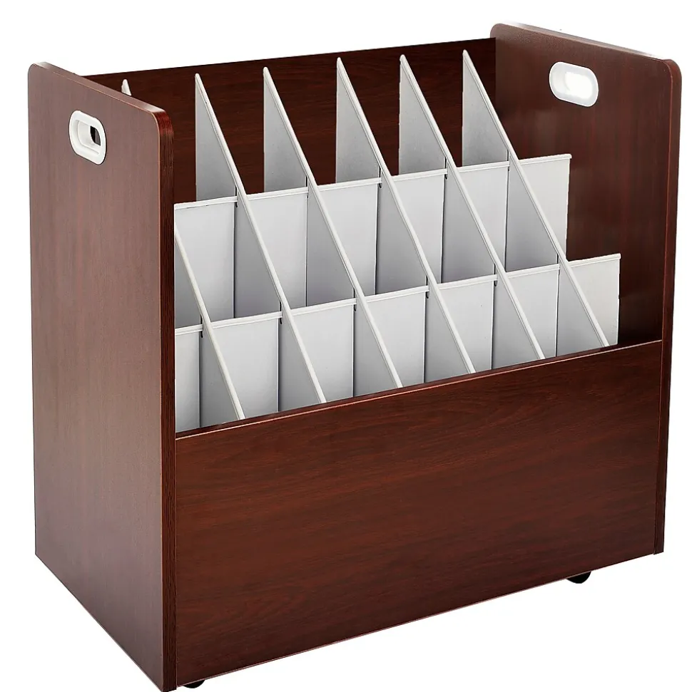 AdirOffice 21-Slot Roll File, Lockable, 28.5"H x 30"W x 15.75"D, Mahogany (625-MA-KIT1)