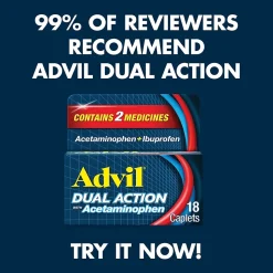 Advil Dual Action 250mg Acetaminophen/125mg Ibuprofen Caplets, 2/Packet, 50 Packets/Box (014795)
