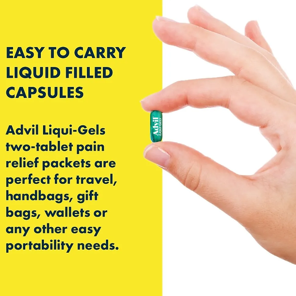 Advil Liqui-Gels Pain Reliever/Fever Reducer, Solubilized Ibuprofen 200mg, 2/Packet, 50 Packets/Box (016902)