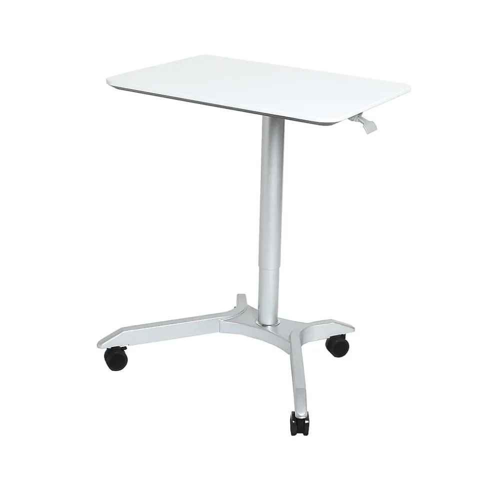 AIRLIFT XL Pneumatic Sit-Stand Mobile Desk Cart, Height-Adjustable from 27.1 to 41.9, White