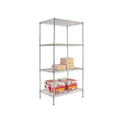 Alera Industrial 4-Shelf Wire Shelving Starter Set, 72"H x 36"W x 24"D, Silver (SW503624SR)