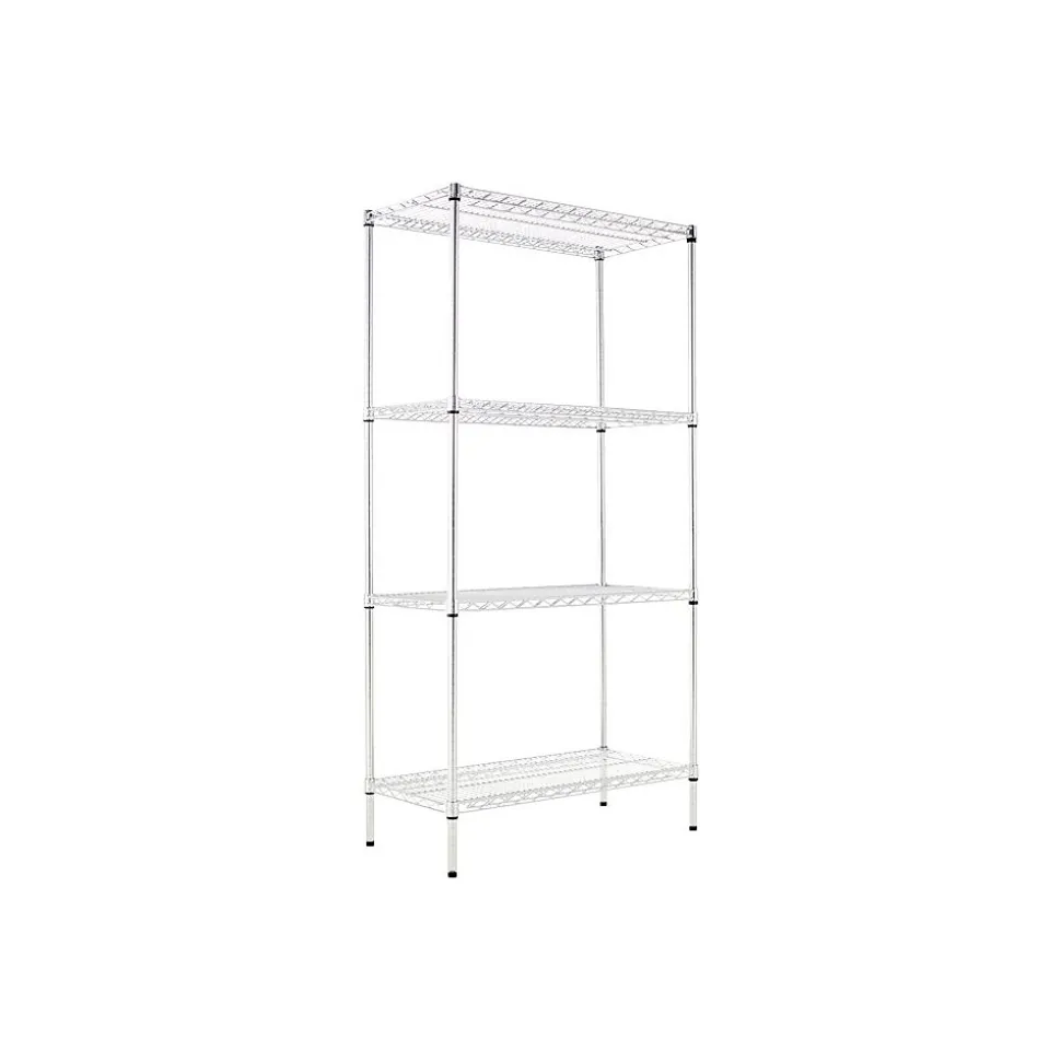 Alera® Industrial Wire Shelving Starter Set, 36Wx18"D, Silver