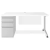 Alera Modern Teacher Series 60"W Pedestal Desk, White/Silver (MSD6024WH)