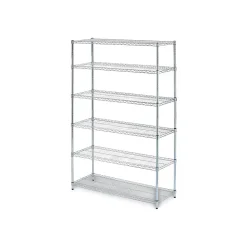 Alera 6-Shelf Commercial Wire Shelving Kit, 72"H x 48"W x 18"D, Silver (ALESW664818SR)