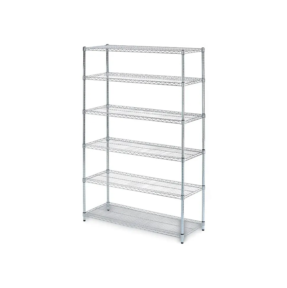 Alera 6-Shelf Commercial Wire Shelving Kit, 72"H x 48"W x 18"D, Silver (ALESW664818SR)