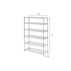 Alera 6-Shelf Commercial Wire Shelving Kit, 72"H x 48"W x 18"D, Silver (ALESW664818SR)