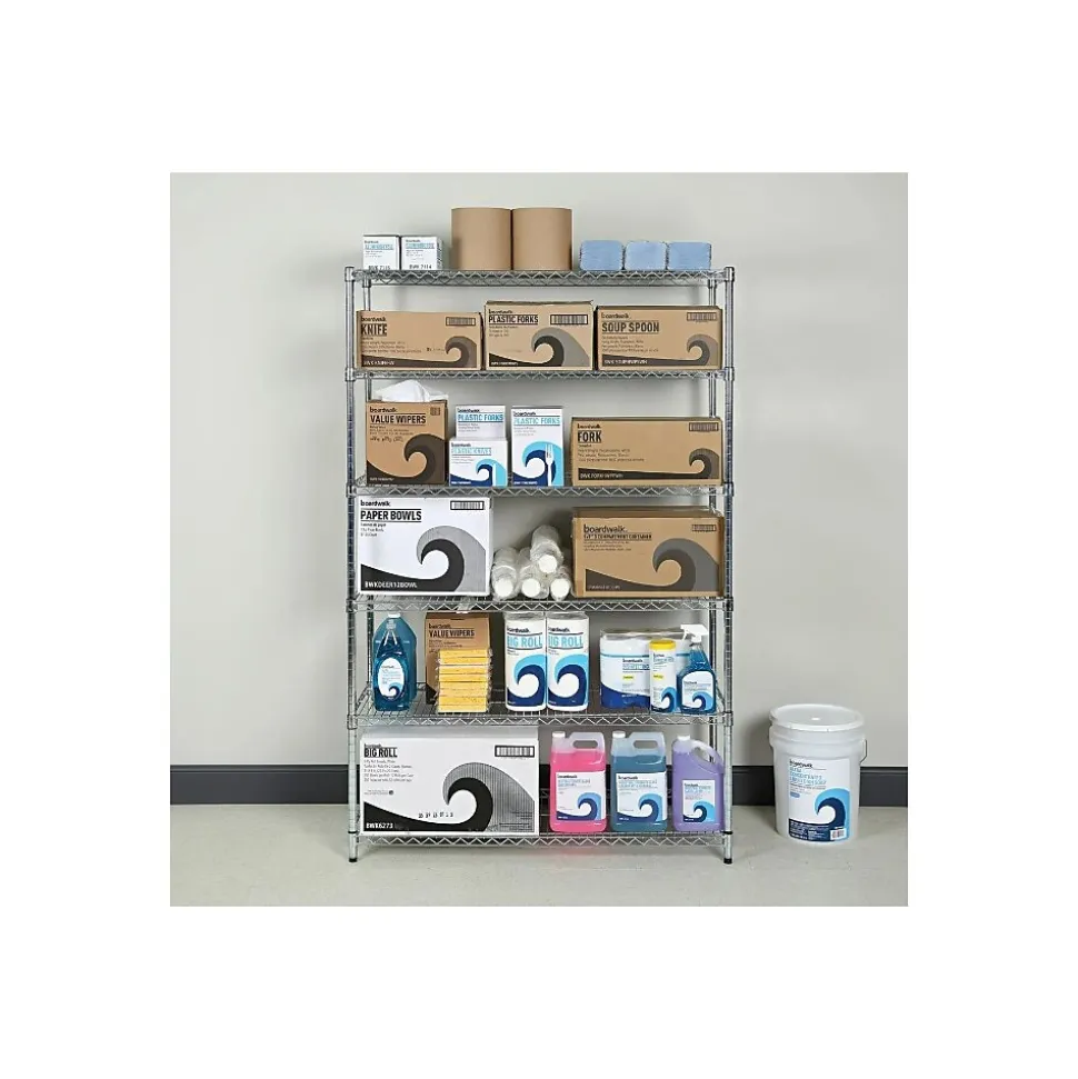 Alera 6-Shelf Commercial Wire Shelving Kit, 72"H x 48"W x 18"D, Silver (ALESW664818SR)