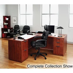 Alera™ Valencia Series Executive Suites in Medium Cherry, Bow Front Desk Shell