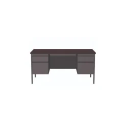 Alera 60"W Double Pedestal Desk, Mahogany/Charcoal (ALEHSD6030CM)