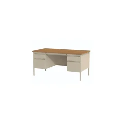 Alera 60"W Double Pedestal Desk, Cherry/Putty (ALEHSD6030PC)