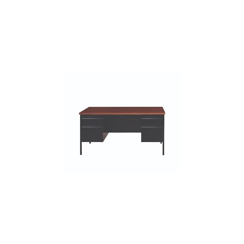 Alera 60"W Double Pedestal Desk, Mocha/Black (ALEHSD6030BM)