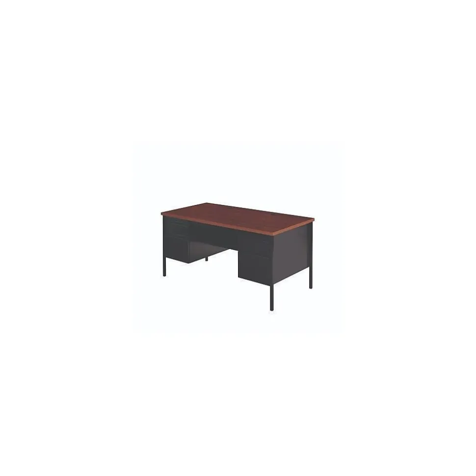 Alera 60"W Double Pedestal Desk, Mocha/Black (ALEHSD6030BM)