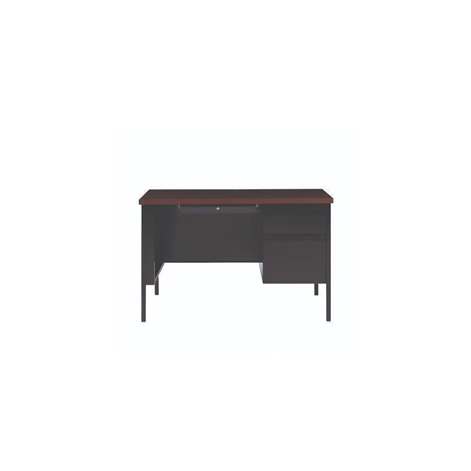 Alera 45"W Single Pedestal Desk, Mocha/Black (ALEHSD4524BM)