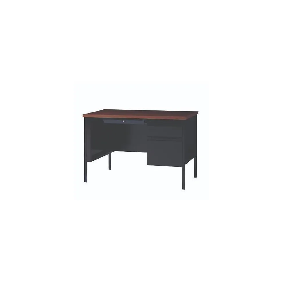 Alera 45"W Single Pedestal Desk, Mocha/Black (ALEHSD4524BM)