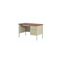 Alera 45"W Single Pedestal Desk, Cherry/Putty (ALEHSD4524PC)