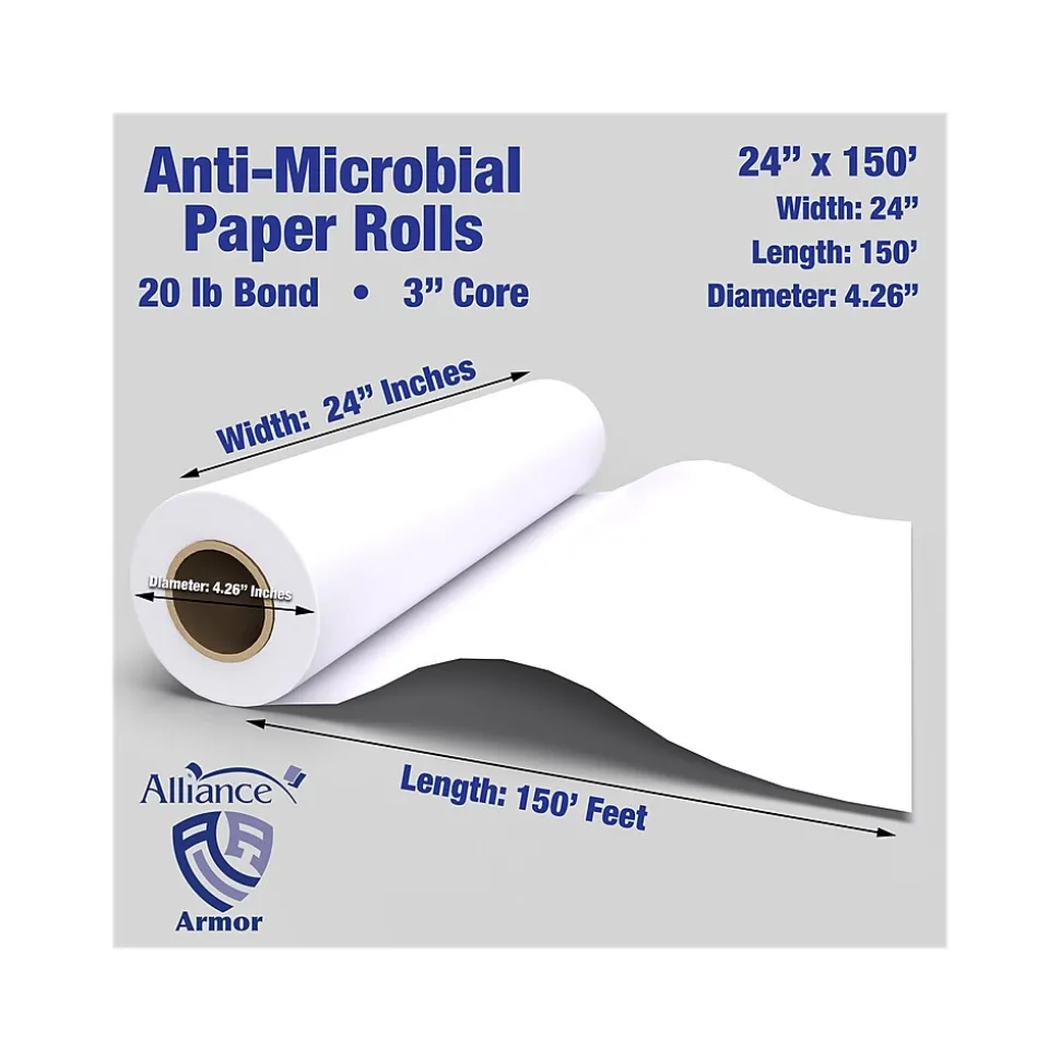 Alliance Armor Wide Format CAD Paper, 24" x 150', Bond, 4/Carton (24130)