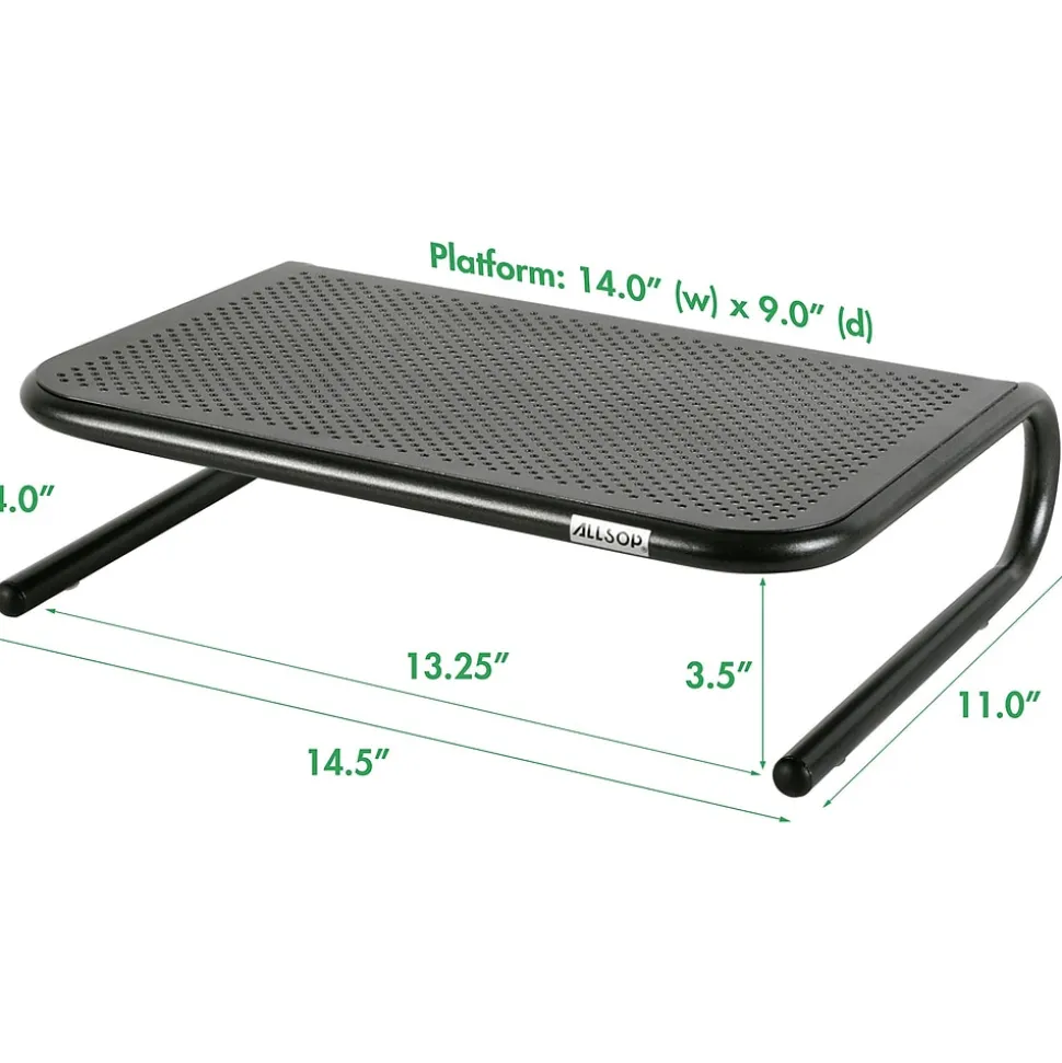 Allsop The Metal Art Jr. Monitor Stand, Pearl Black, 2/Pack (31958)