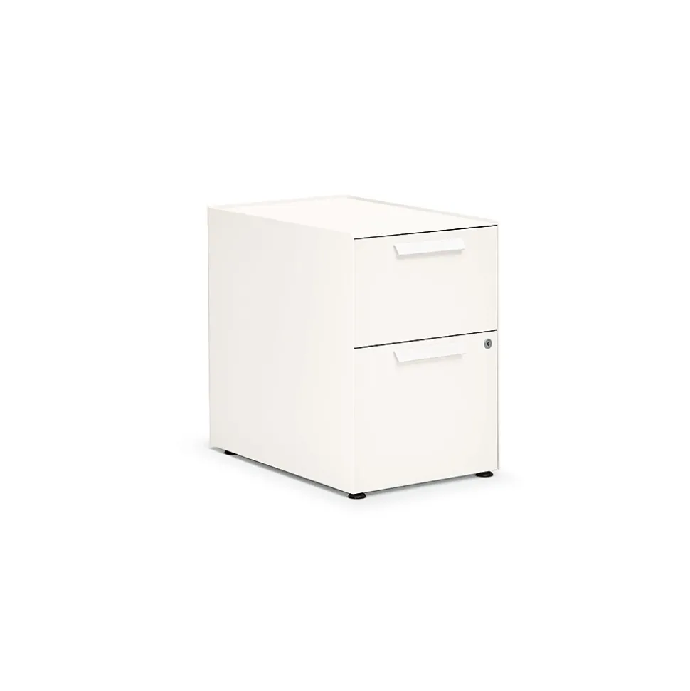 Allsteel Radii 2-Drawer Mobile Vertical File Cabinet, Letter/Legal Size, Lockable, 21"H x 10"W, White (APGMBS249TFN002)