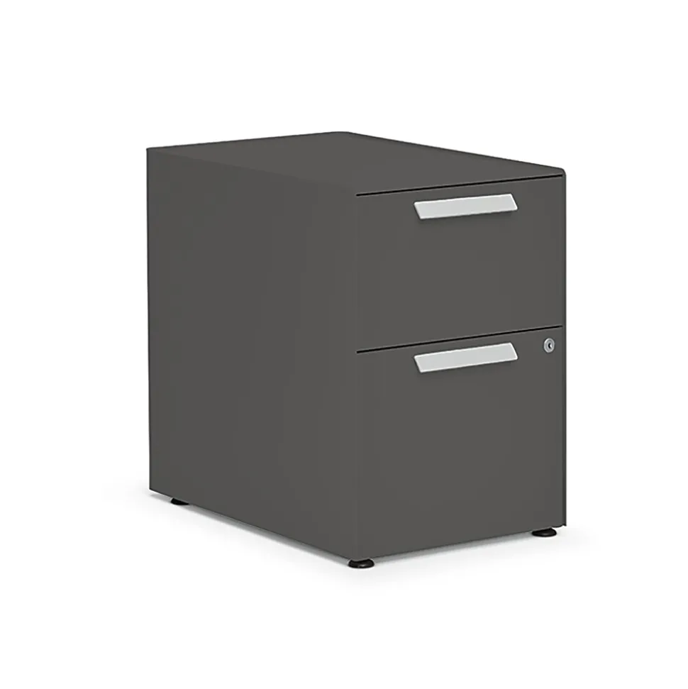 Allsteel Radii 2-Drawer Mobile Vertical File Cabinet, Letter/Legal Size, Lockable, 21"H x 15"W x 24"D, Flint (APGMBP249TFN001)