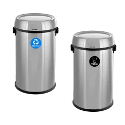 Alpine Dual-Stream Trash/Recycling Station, 34-Gallon, Stainless Steel (ALP470-65L-1-R-T)