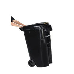Alpine Industries 500 Series Plastic Outdoor Trash Can, 64 Gallon, Black (ALP500-64-BLK)